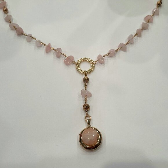 Rose Quartz Y Necklace - Picture 2 of 2